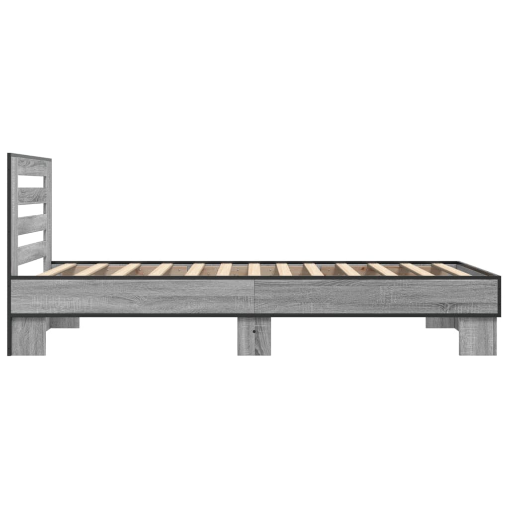 vidaXL Bed Frame | Grey Sonoma | Engineered wood, metal | Single