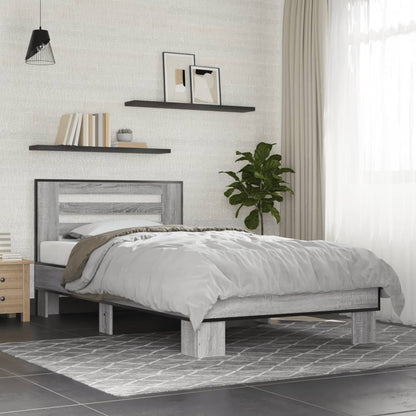 vidaXL Bed Frame | Grey Sonoma | Engineered wood, metal | Single