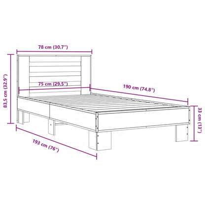 vidaXL Bed Frame without Mattress Black 75x190 cm Small Single