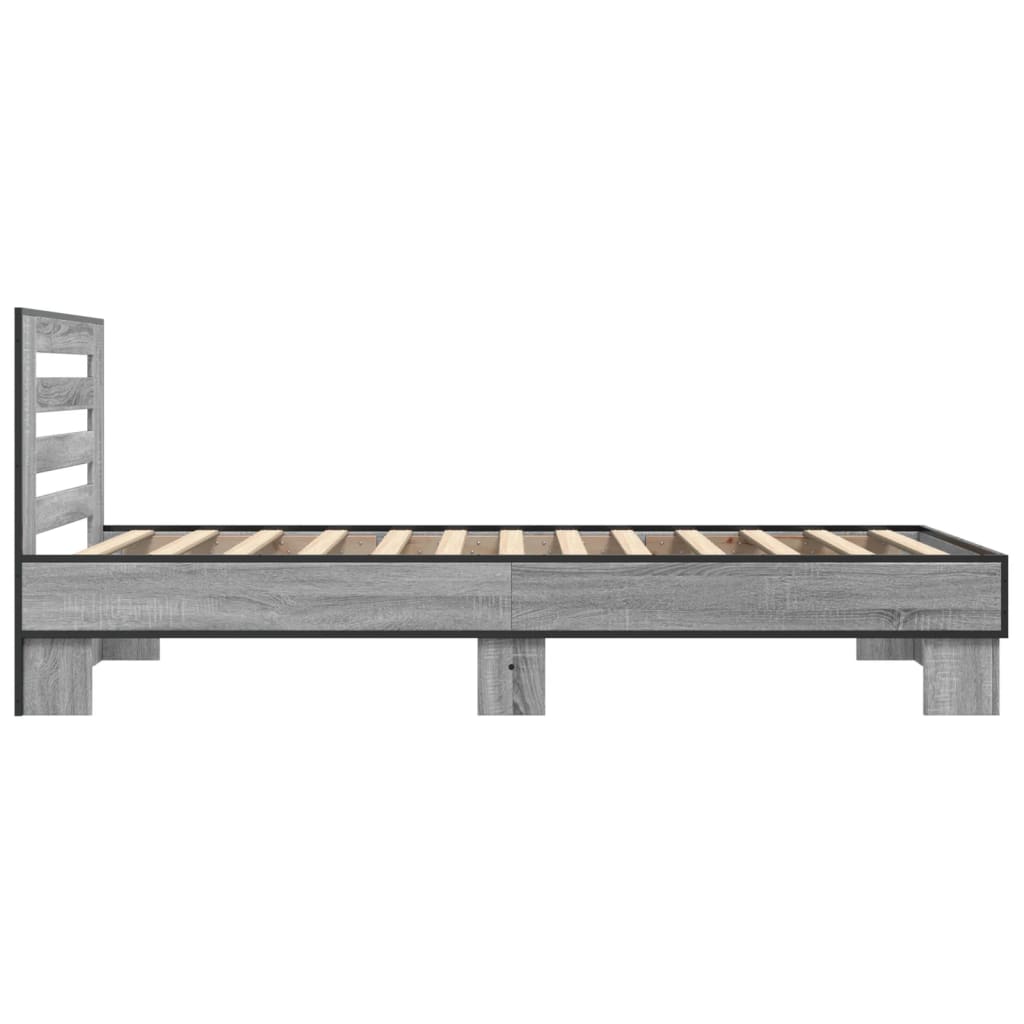 vidaXL Bed Frame without Mattress Grey Sonoma 75x190 cm Small Single