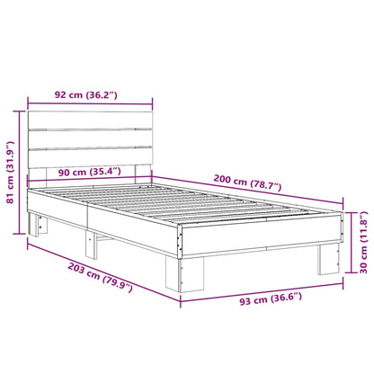 vidaXL Bed Frame without Mattress Smoked Oak 90x200 cm