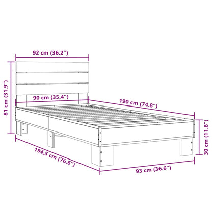 vidaXL Bed Frame without Mattress Sonoma Oak 90x190 cm Single