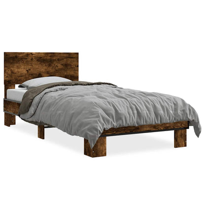 vidaXL Bed Frame | Smoked Oak | Engineered Wood, Metal | Single | Durable