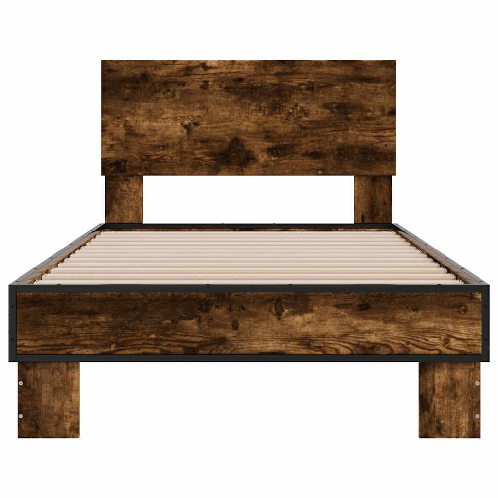 vidaXL Bed Frame | Smoked Oak | Engineered Wood, Metal | Single | Durable