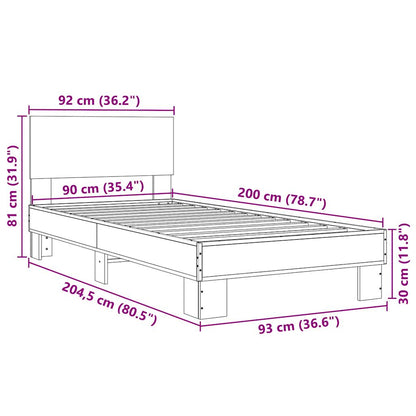 vidaXL Bed Frame | Smoked Oak | Engineered Wood, Metal | Single | Durable