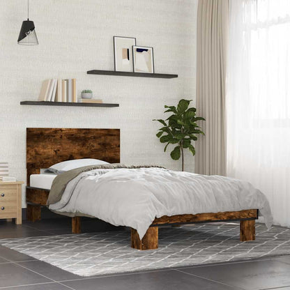vidaXL Bed Frame | Smoked Oak | Engineered Wood, Metal | Single | Durable