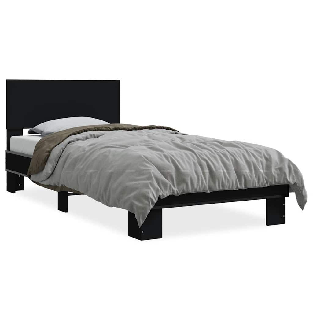 vidaXL Bed Frame | Black | Engineered Wood, Metal | Small Single | Bed Frame