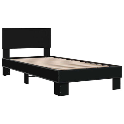vidaXL Bed Frame | Black | Engineered Wood, Metal | Small Single | Bed Frame