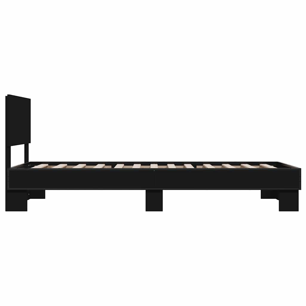 vidaXL Bed Frame | Black | Engineered Wood, Metal | Small Single | Bed Frame