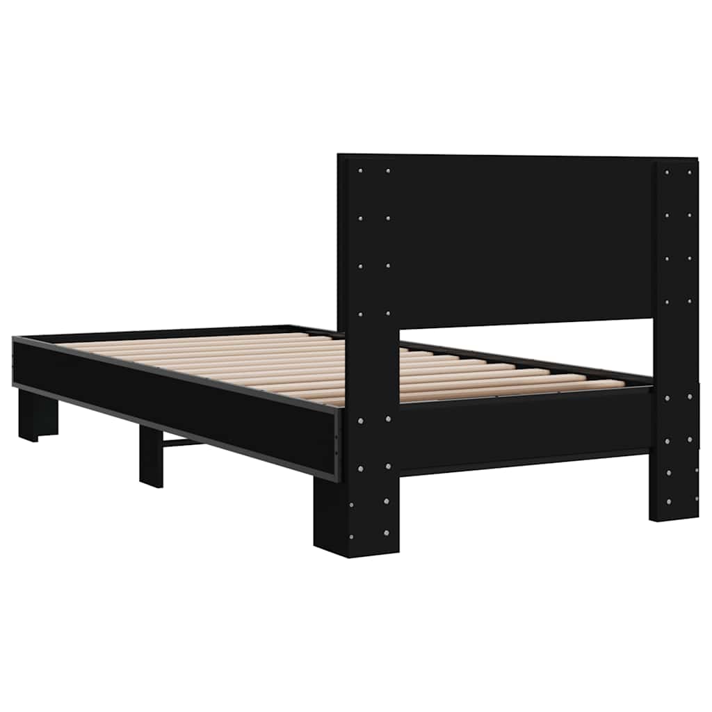 vidaXL Bed Frame | Black | Engineered Wood, Metal | Small Single | Bed Frame