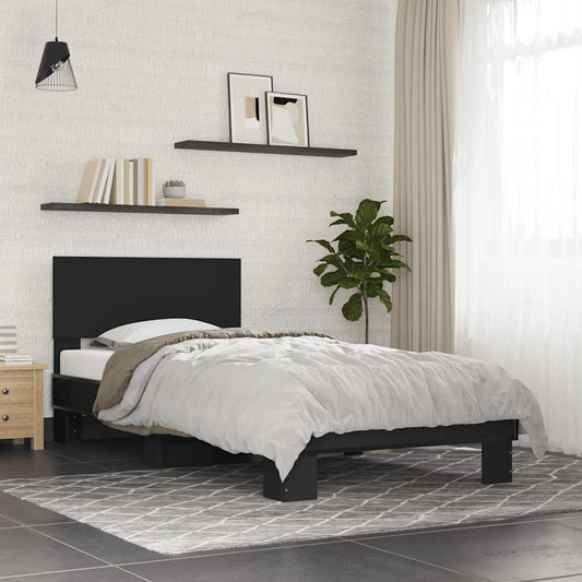 vidaXL Bed Frame | Black | Engineered Wood, Metal | Small Single | Bed Frame