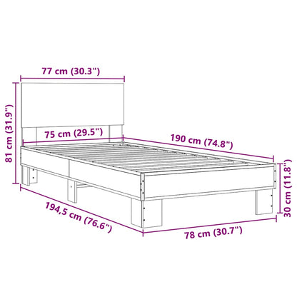 vidaXL Bed Frame without Mattress Sonoma Oak 75x190 cm Small Single