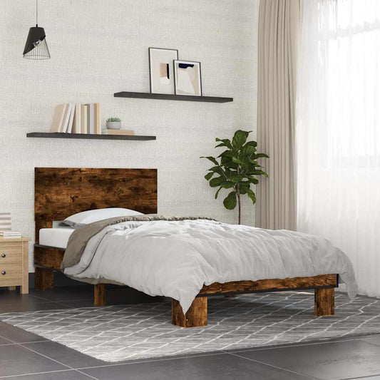 vidaXL Bed Frame | Smoked Oak | Engineered Wood | Small Single | Durable
