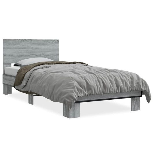 vidaXL Bed Frame | Grey Sonoma | Engineered Wood, Metal | Small Single | Durable