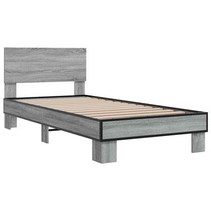 vidaXL Bed Frame | Grey Sonoma | Engineered Wood, Metal | Small Single | Durable
