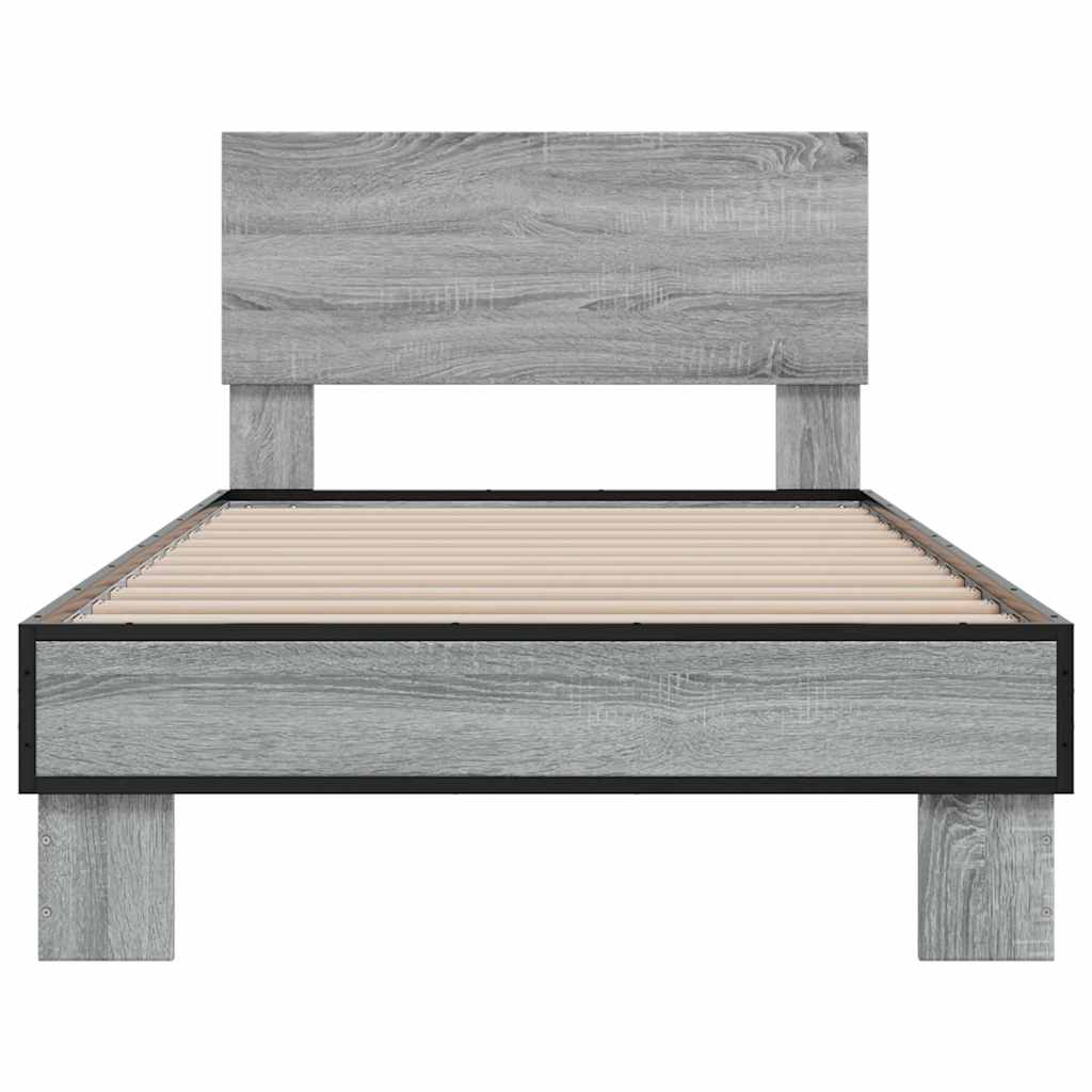 vidaXL Bed Frame | Grey Sonoma | Engineered Wood, Metal | Small Single | Durable
