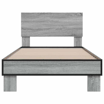 vidaXL Bed Frame | Grey Sonoma | Engineered Wood, Metal | Small Single | Durable