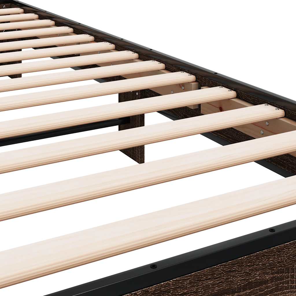 vidaXL Bed Frame | Brown Oak | Engineered wood | Single | Modern | Bed Frame