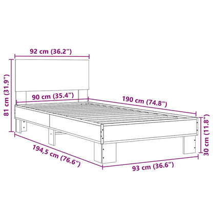 vidaXL Bed Frame | Brown Oak | Engineered wood | Single | Modern | Bed Frame