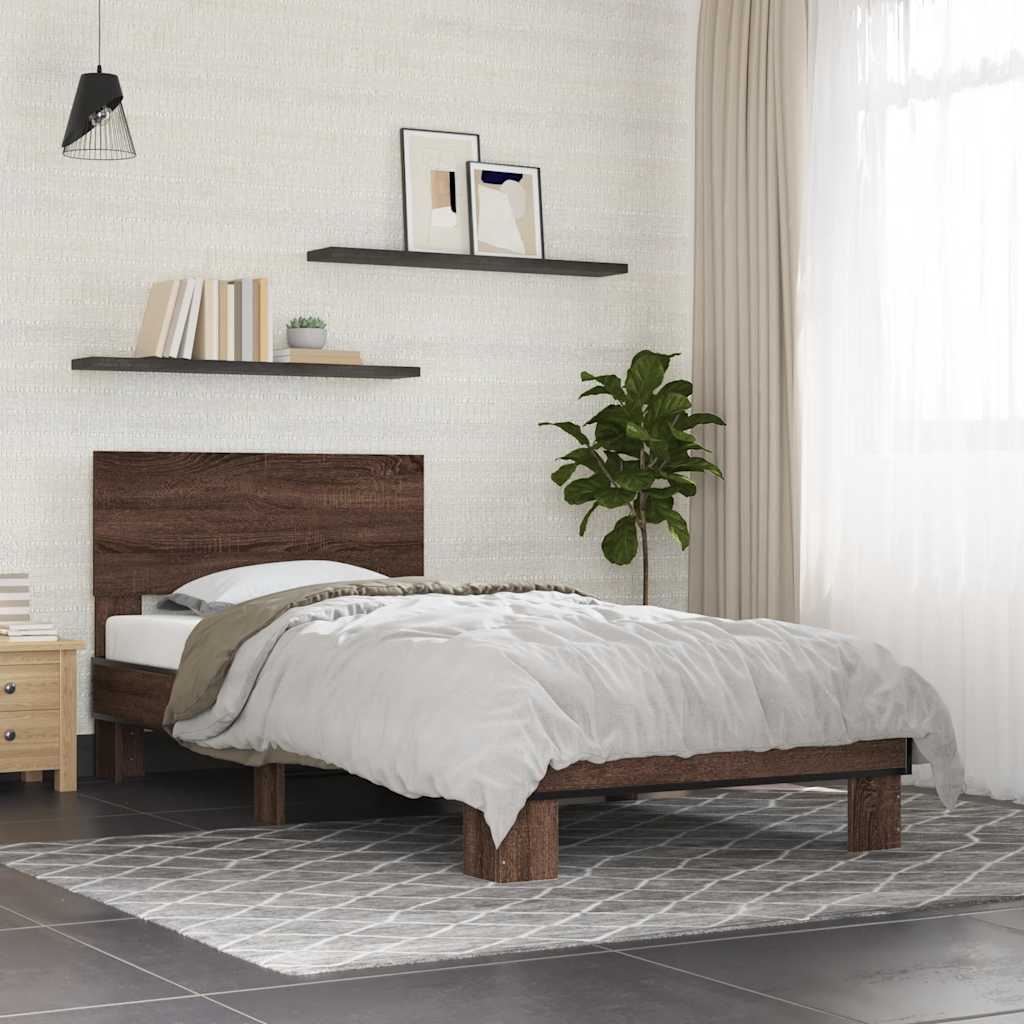 vidaXL Bed Frame | Brown Oak | Engineered wood | Single | Modern | Bed Frame