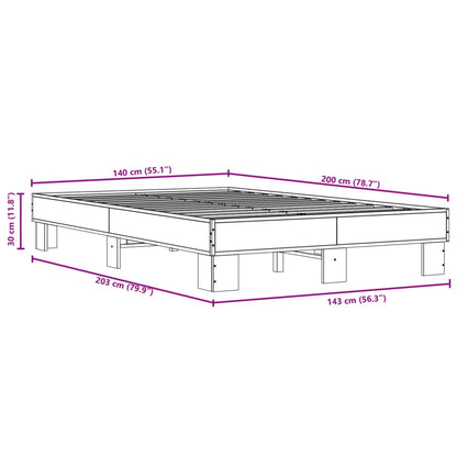 vidaXL Bed Frame without Mattress Smoked Oak 140x200 cm