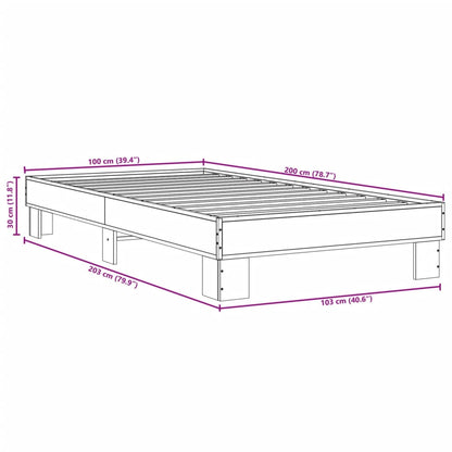 vidaXL Bed Frame without Mattress Grey Sonoma 100x200 cm