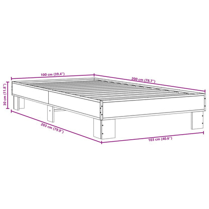 vidaXL Bed Frame without Mattress Brown Oak 100x200 cm