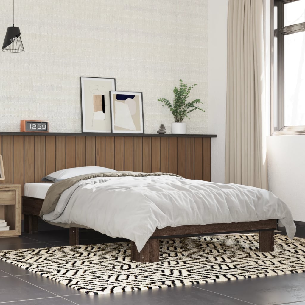 vidaXL Bed Frame without Mattress Brown Oak 100x200 cm