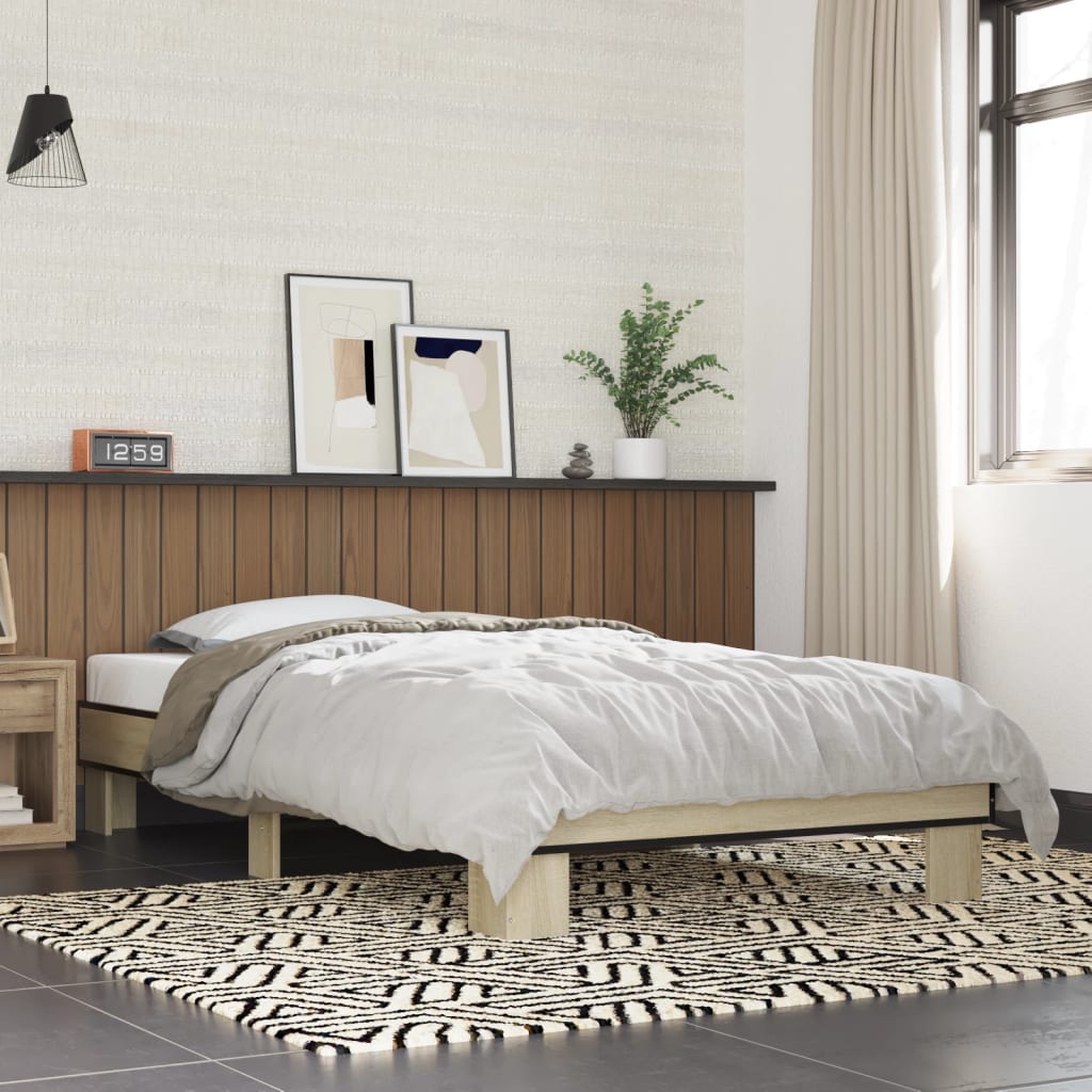 vidaXL Bed Frame without Mattress Sonoma Oak 75x190 cm Small Single