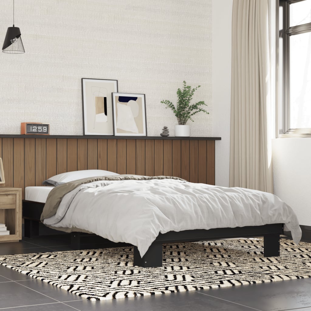 vidaXL Bed Frame without Mattress Black 90x190 cm Single
