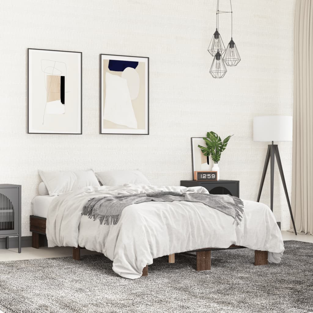vidaXL Bed Frame without Mattress Brown Oak 140x190 cm