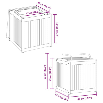 vidaXL Outdoor Cushion Box 45x45x45/53 cm Solid Wood Acacia and Steel
