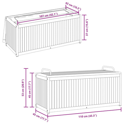 vidaXL Outdoor Cushion Box 110x45x42/53 cm Solid Wood Acacia and Steel