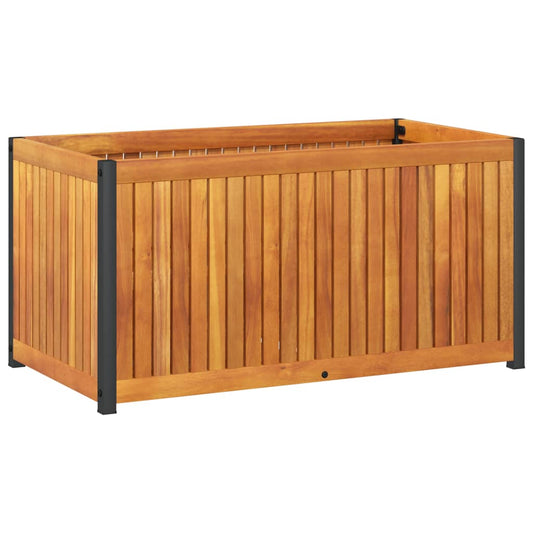 vidaXL Garden Planter | Natural wood with black steel