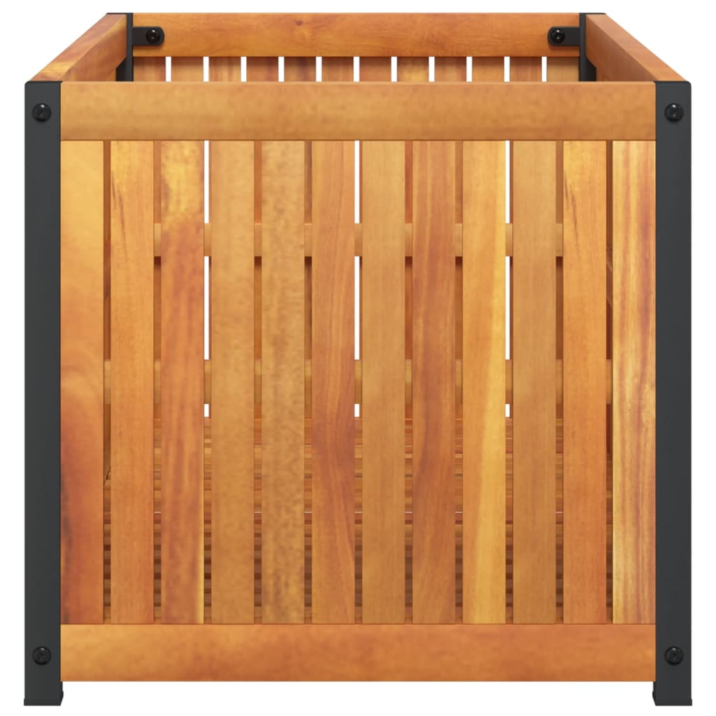 vidaXL Garden Planter | Natural wood with black steel