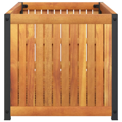 vidaXL Garden Planter | Natural wood with black steel