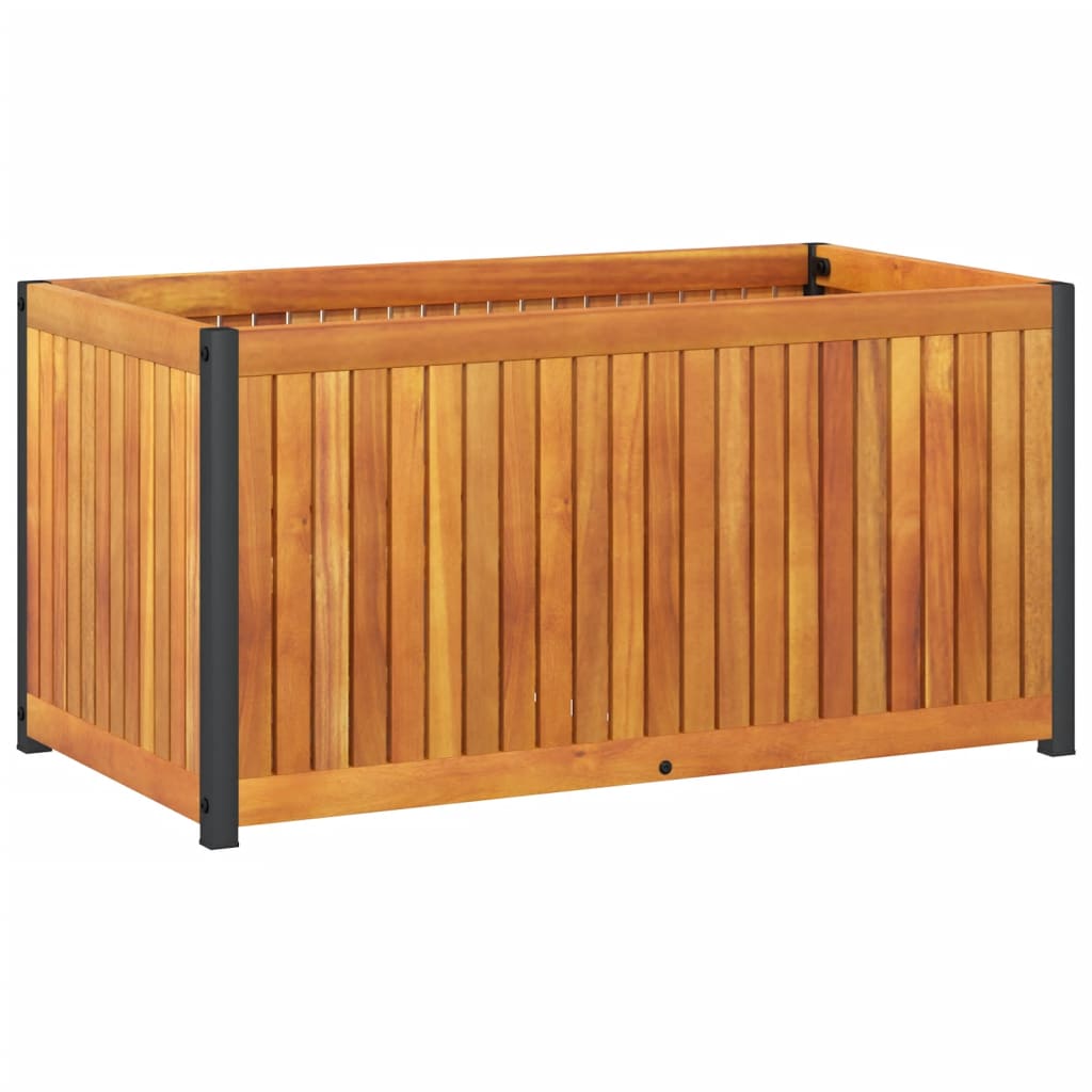 vidaXL Garden Planter | Natural wood with black steel