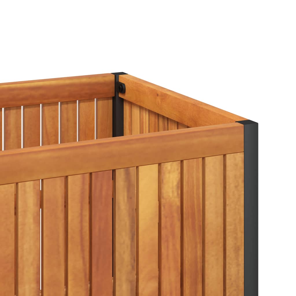 vidaXL Garden Planter | Natural wood with black steel