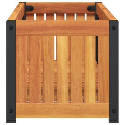 vidaXL Garden Planter 80x30x27.5 cm Solid Wood Acacia and Steel