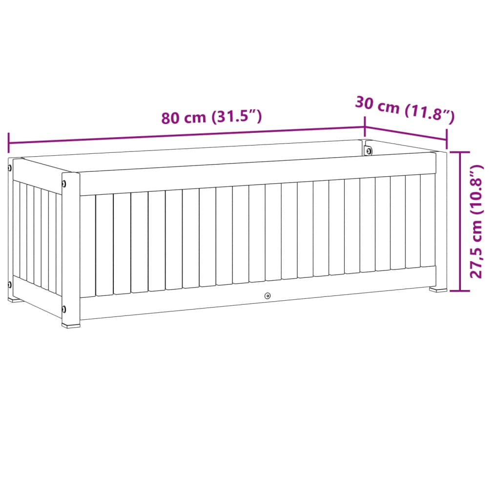 vidaXL Garden Planter 80x30x27.5 cm Solid Wood Acacia and Steel