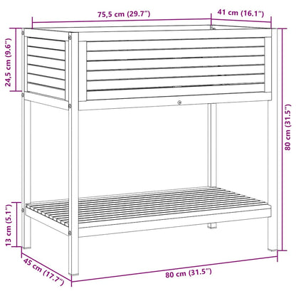 vidaXL Garden Planter with Shelf 80x45x80 cm Solid Wood Acacia and Steel
