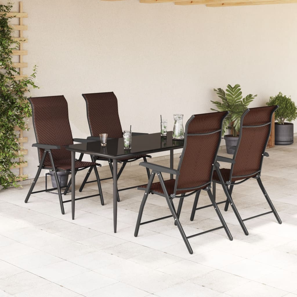 vidaXL Folding Chairs 4 pcs Brown Poly Rattan