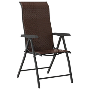 vidaXL Folding Garden Chairs 4 pcs Brown Poly Rattan