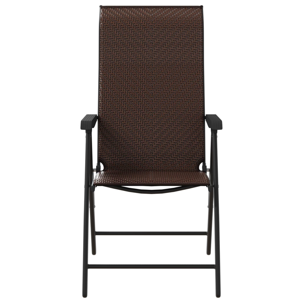 vidaXL Folding Chairs 4 pcs Brown Poly Rattan