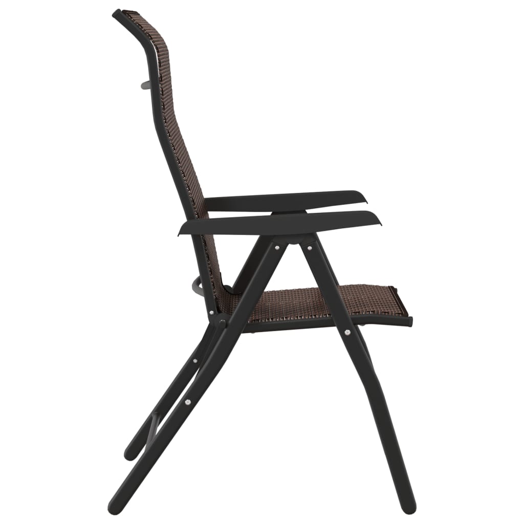 vidaXL Folding Chairs 4 pcs Brown Poly Rattan