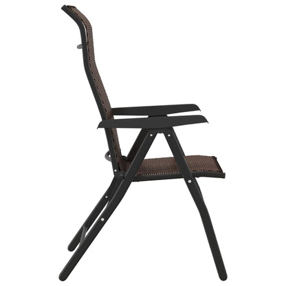 vidaXL Folding Chairs 4 pcs Brown Poly Rattan
