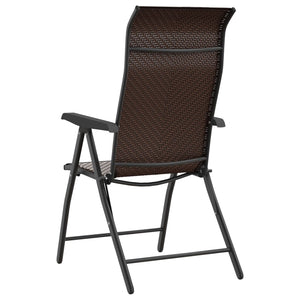 vidaXL Folding Garden Chairs 4 pcs Brown Poly Rattan