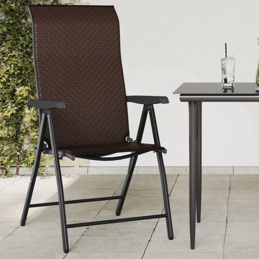 vidaXL Folding Chairs 4 pcs Brown Poly Rattan