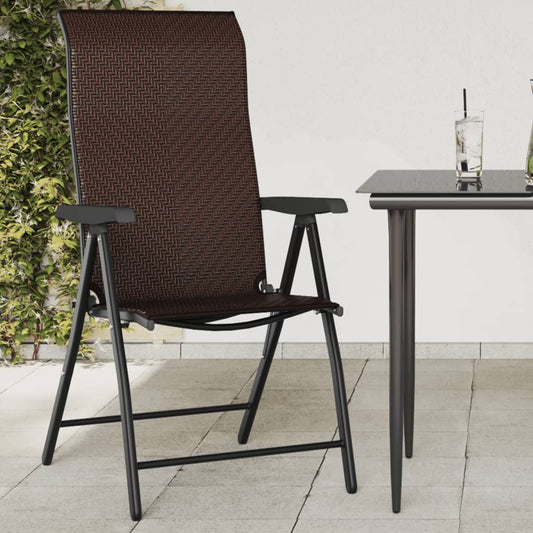vidaXL Folding Chairs 8 pcs Brown Poly Rattan