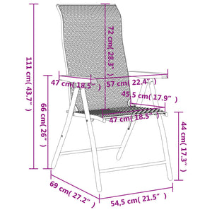 vidaXL Folding Garden Chairs 8 pcs Grey Poly Rattan